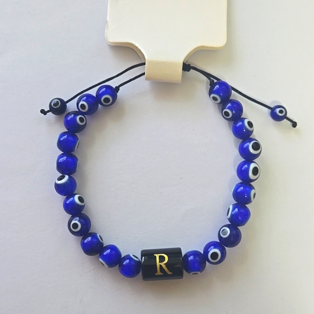 Evil Eye Gem Stone Bracelet Letter R